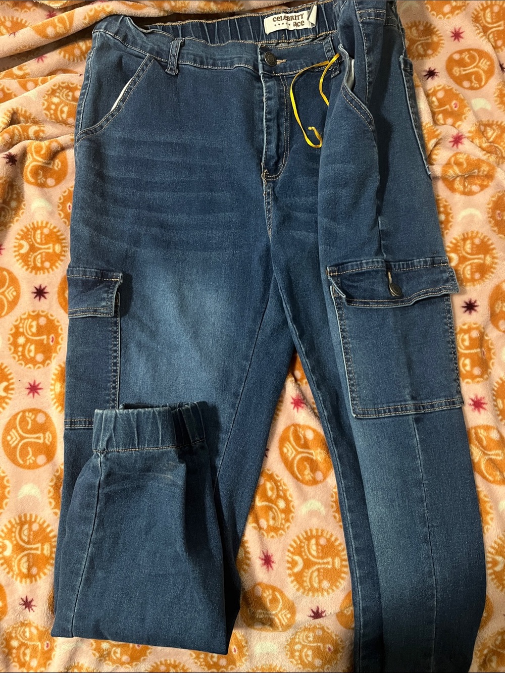 Celebrity ace plus size jeans Blue Straight Cargo Jeans